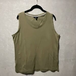Women's Olive Green Basic Tank Top - Size L - Solid Sleeveless Shell